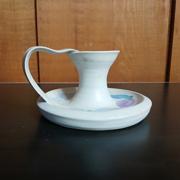 Flo Greig Studio Art Pottery Floral Chamberstick Candleholder - Picture 5 of 14